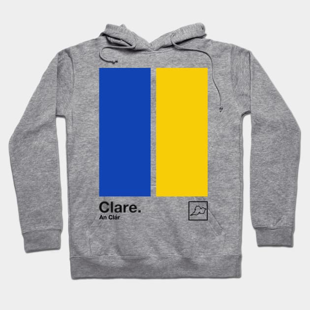 County Clare / Original Retro Style Minimalist Poster Design Hoodie by feck!